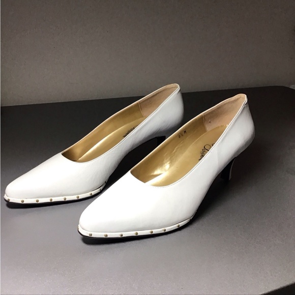 VINTAGE ROSINA FERRAGAMO SCHIAVONE LEATHER SHOES 8.5 MED NEED HEEL  REPAIR - Picture 2 of 9